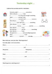 English Worksheet: Simple past jazz chant (listening + writing activities)