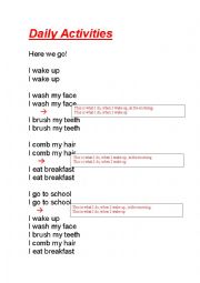 English Worksheet: Daily activities worksheet for youtube song
