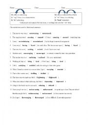 English Worksheet: -ING Versus -ED Adjective Endings.