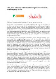 English Worksheet: click, meet and marry online matchmaking businesses in India have many ways to woo
