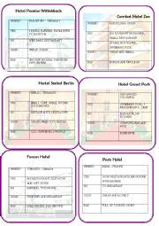 English Worksheet: Hotels speaking cards
