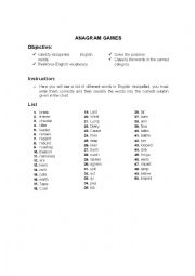 English Worksheet: ANGRAM GAME