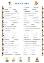 English Worksheet: am-is-are