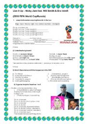 English Worksheet: Worksheet - Live it up - (2018 FIFA World Cup Russia)