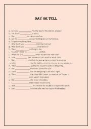 English Worksheet: Say or Tell