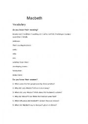 English Worksheet: Macbeth (Part1)