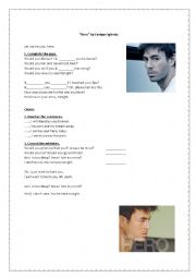 English Worksheet: Enrique Iglesias - HERO