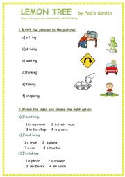 English Worksheet: Lemon tree song - easy and fun