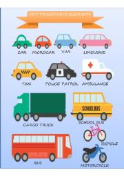 English Worksheet: CITY TRANSPORTS ELEMENTS