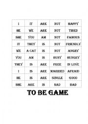 English Worksheet: to be game