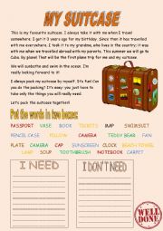 English Worksheet: My Suitcase