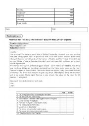 English Worksheet: Complete Test: reading, vocabulary, grammar and listening