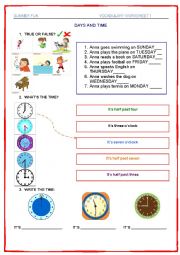 English Worksheet: DAYS AND TIMES