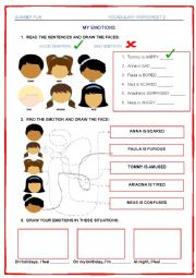 English Worksheet: my emotions