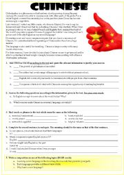 English Worksheet: CHINESE: THE GLOBAL LANGUAGE