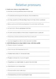 English Worksheet: relative pronouns