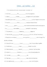 English Worksheet: either ...or