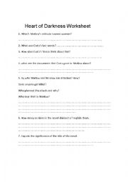 English Worksheet: Heart of Darkness