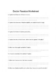 English Worksheet: Doctor Faustus 2