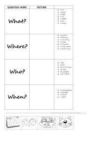 English Worksheet: question words