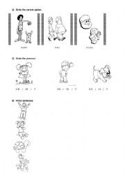 English Worksheet: Pronouns and opposites