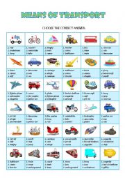 English Worksheet: MEANS OF TRANSPORT