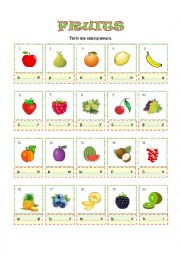 English Worksheet: FRUITS 