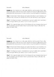 English Worksheet: role play video game addiction