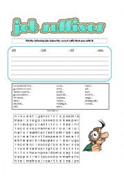 English Worksheet: Job suffixes