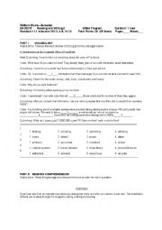 English Worksheet: English Reading and Writing Exam