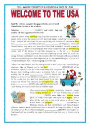 English Worksheet: FCE - WORD FORMATION - REVISION - THE USA 