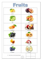 English Worksheet: Fruits