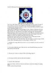 English Worksheet: The Order of The Garter