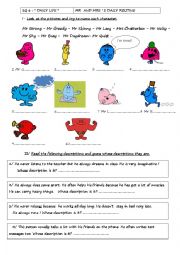 English Worksheet: Mr Men