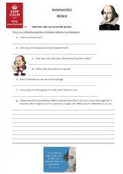 English Worksheet: Video activity on Shakespeare