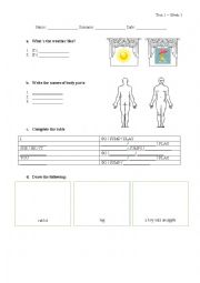 English Worksheet: Kids- Summer Camp - Pre A1