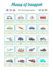 English Worksheet: MEANS OF TRANSPORT