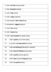 English Worksheet: Speaking Gerund