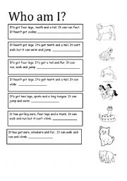 English Worksheet: Who am I? has got