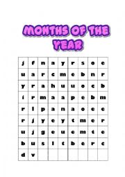 English Worksheet: Months of the year, spell me! 