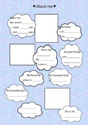 English Worksheet: About me