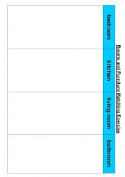 English Worksheet: furniture and rooms matching interactive 