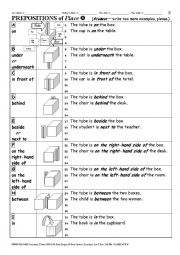 English Worksheet: PREPOSITIONS 002 of Place  on, in, under, etc.