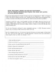 English Worksheet: Beyonc