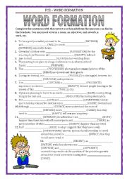 English Worksheet: FCE - WORD FORMATION with key