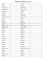 English Worksheet: Basic English Verbs & their Opposites