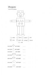 English Worksheet: SHAPES, COLOURS AND NUMBERS