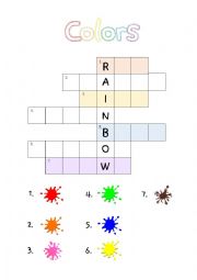 English Worksheet: Colors crossword