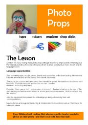 English Worksheet: Photo Prop Lesson and Cut outs