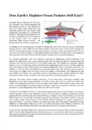 English Worksheet: Mystery of the Megalodon